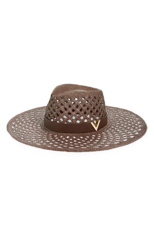 Valentino Garavani V Signature Straw Fedora In Gray