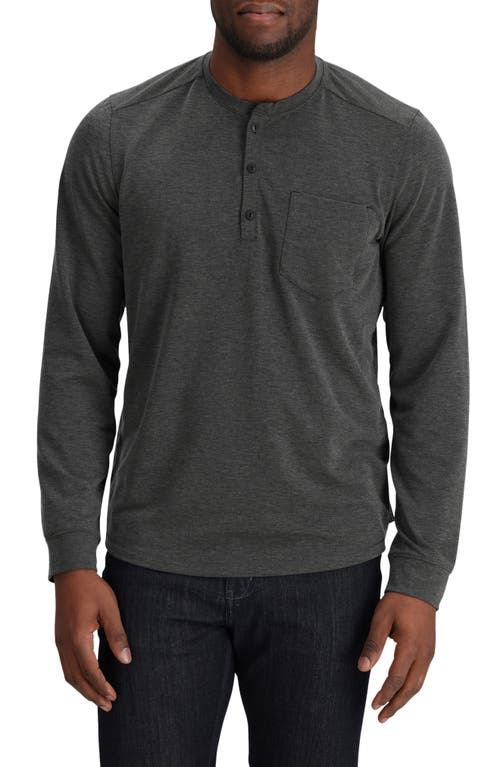 Aberdeen Long Sleeve Pocket Henley in Black Heather