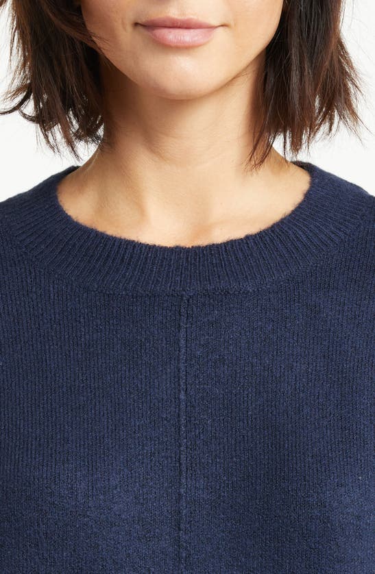 Shop Vince Camuto Exposed Seam Crewneck Sweater In Classic Navy