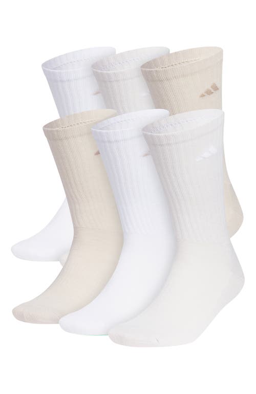 Shop Adidas Originals Adidas Assorted 3-pack Cushioned Crew Socks In White/wonder Beige/beige