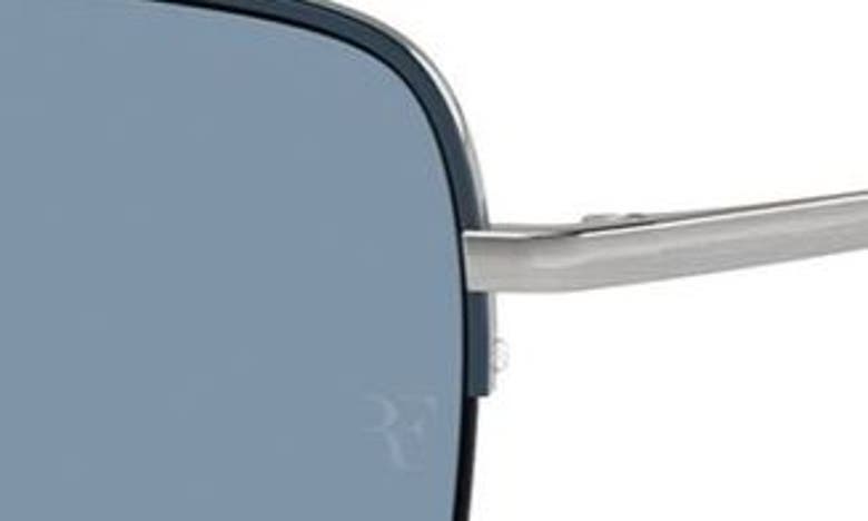 Oliver Peoples Roger Federer 56mm Semirimless Pilot Sunglasses In Blue Silver
