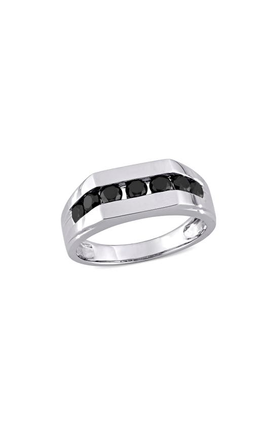 Delmar Channel Set Black Diamond Band Ring In Metallic