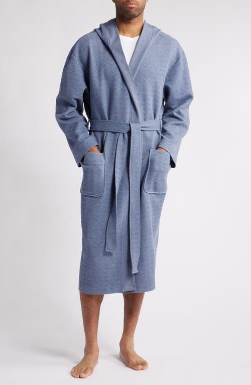 Majestic International Diamond Textured Hooded Robe in Eclipse Blue 