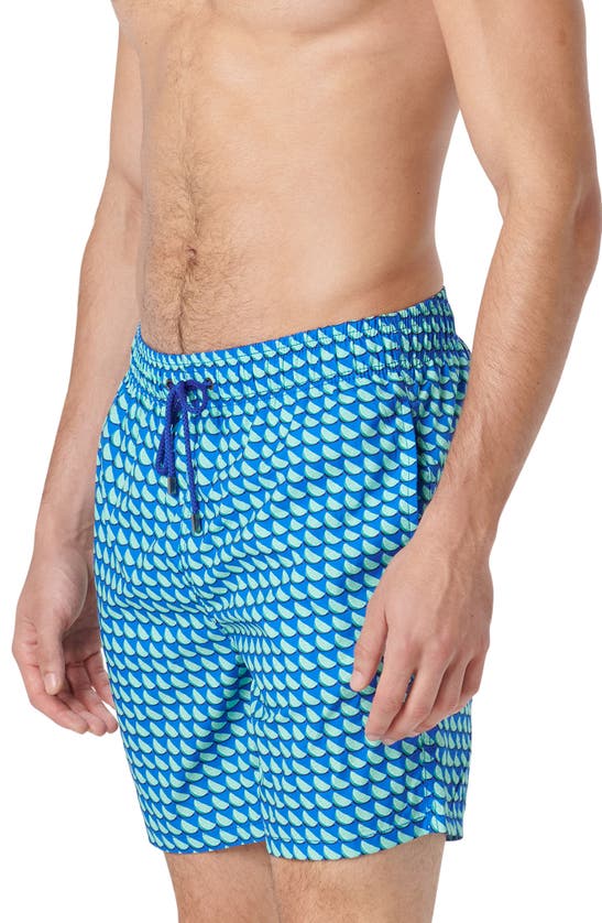 Shop Bugatchi Print Swim Trunks In Menthol