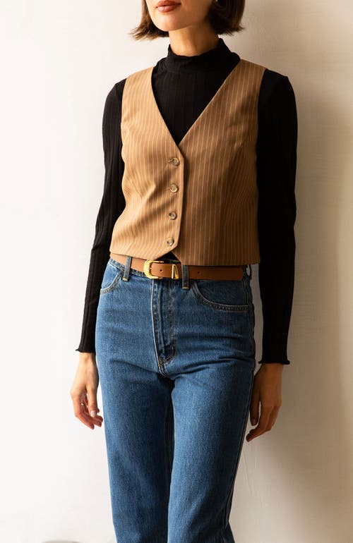 Whimsy + Row Bowie Vest In Tan Stripe
