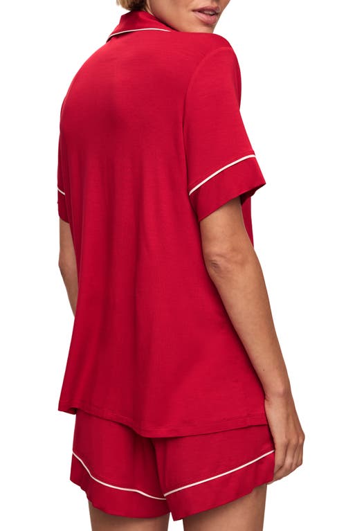 Eberjey Gisele Relaxed Jersey Knit Short Pajamas In Haute Red/ivory