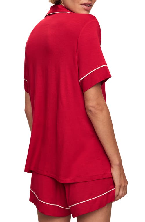 Shop Eberjey Gisele Relaxed Jersey Knit Short Pajamas In Haute Red/ivory