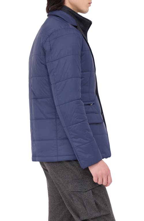 Shop Bugatchi Quilted Water Repellent Nylon Blazer With Bib In Navy