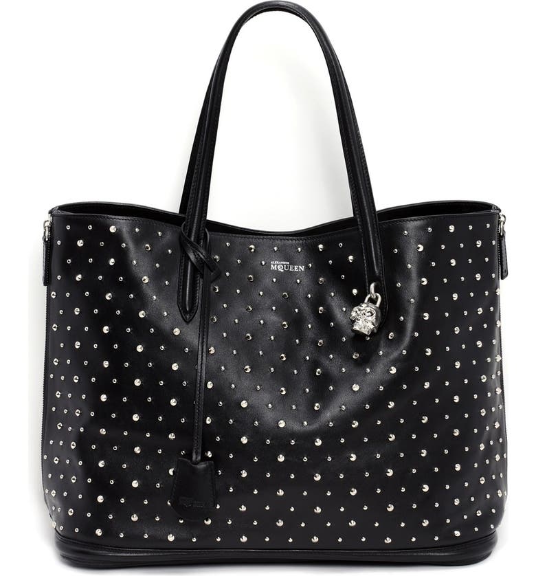 Alexander McQueen 'Padlock' Studded Calfskin Zip Shopper | Nordstrom