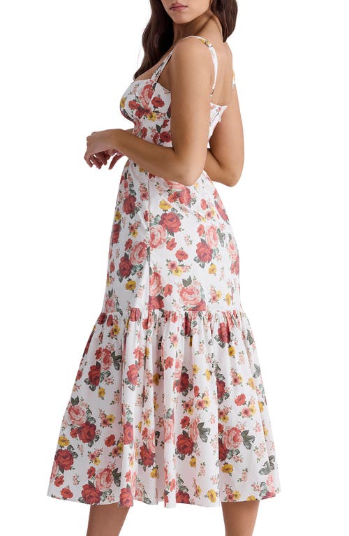 Shop House Of Cb Elia Floral Sweetheart Neck Sundress In Rose Print