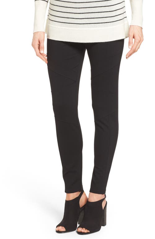 Two by Vince Camuto Ponte Knit Moto Leggings in Rich Black