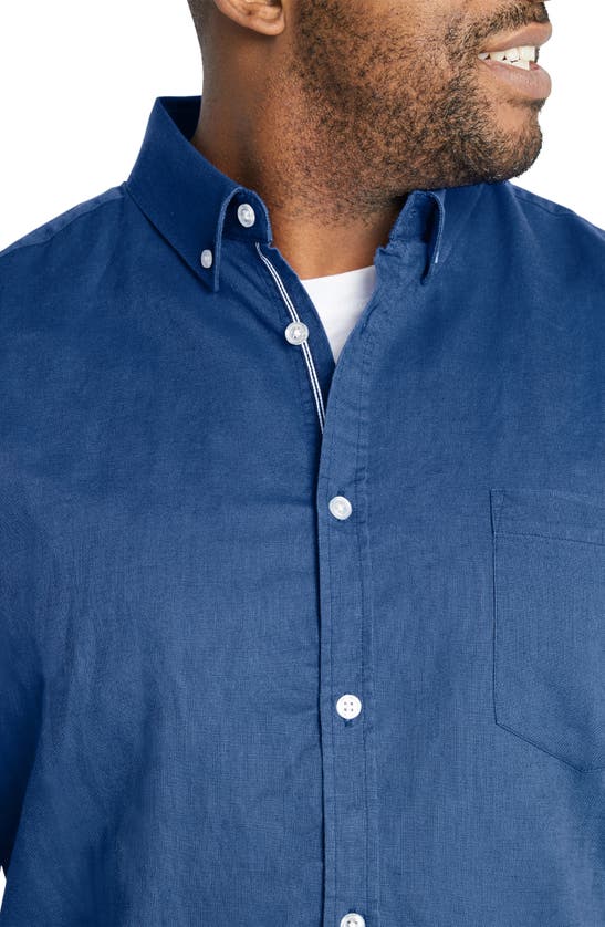 Shop Johnny Bigg Fresno Short Sleeve Linen Blend Button-down Shirt In Santorini