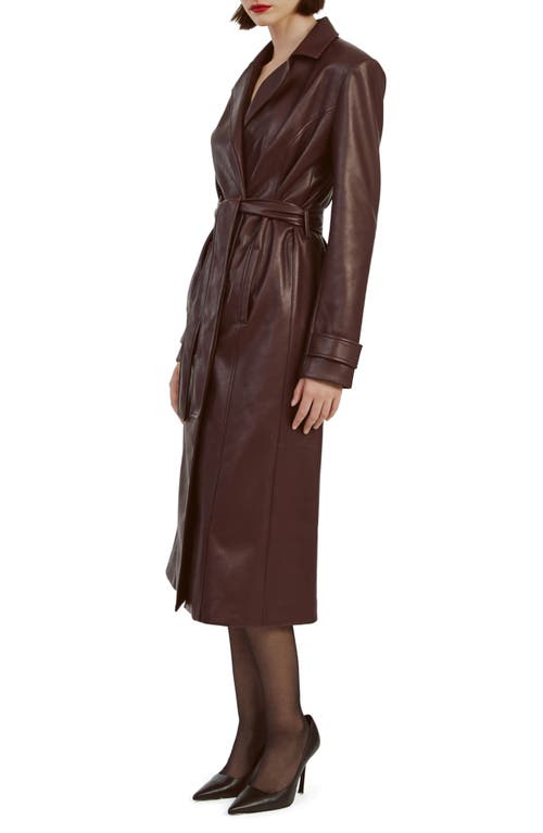 Shop Bardot Faux Leather Trench Coat In Deep Plum