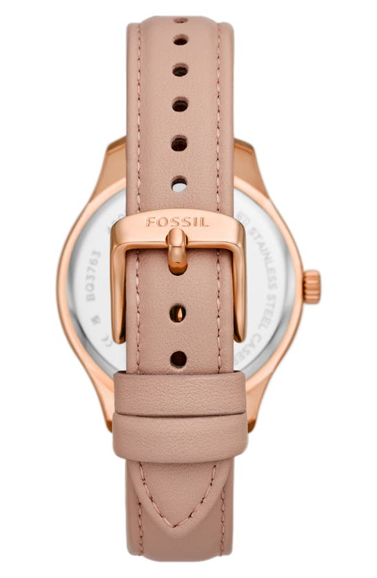 Shop Fossil Rye Multifunction Leather Strap Watch, 36mm In Rose Gold