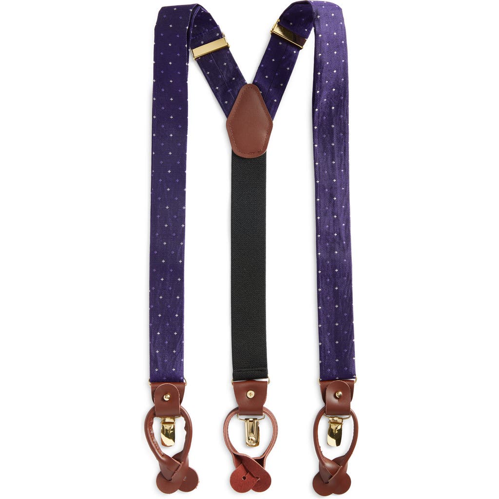 Clifton Wilson Diamond Silk Suspenders In Purple