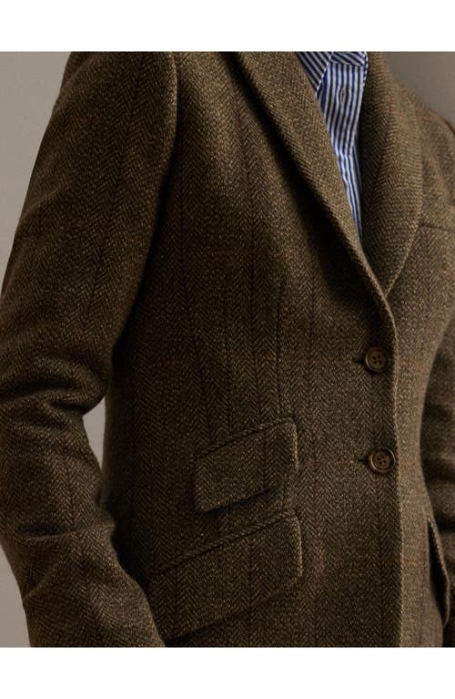 Ralph Lauren Herringbone Tailored Blazer In Brown