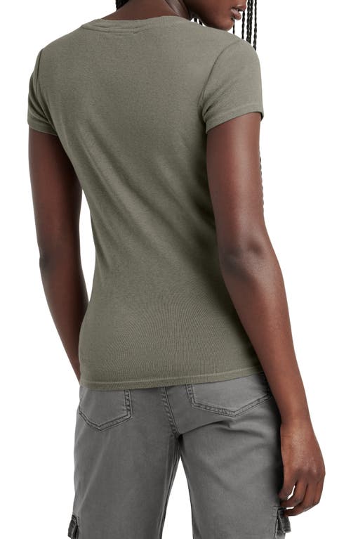 Splendid Kate Slub V Neck Tee In Soft Vintage Olive Branch