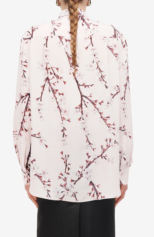 Shop Alexander Mcqueen Cherry Blossom Silk Button-up Shirt In Ice Pink