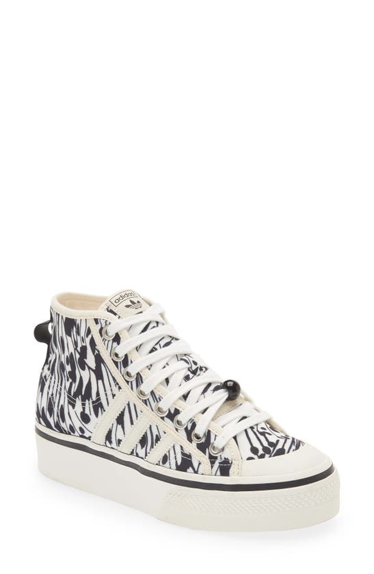Adidas Originals Nizza Platform Mid Sneakers In White With Butterfly Print  | ModeSens
