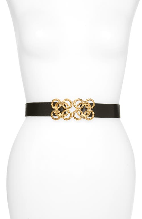 Torchon Rope Buckle Leather Belt in Black
