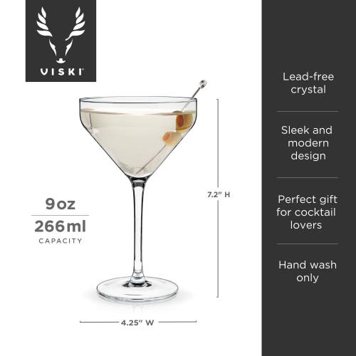 Viski Raye Crystal Angled Martini Glasses Set Of 2 In Clear