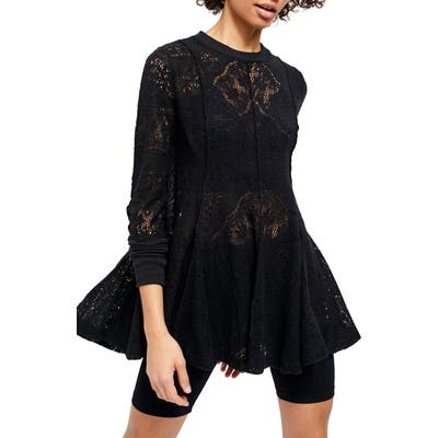 Free People Coffee In The Morning Tunic Pullover, Black