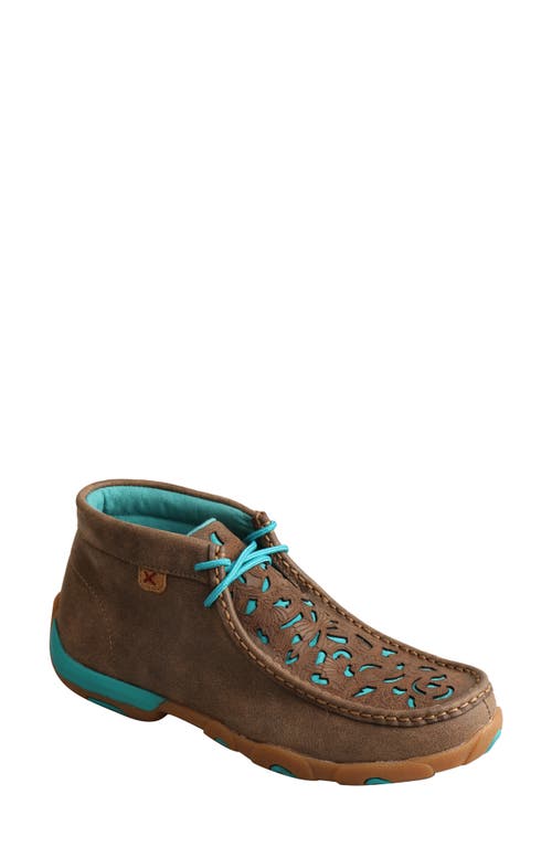Chukka Driving Shoe in Bomber & Turquoise Leather