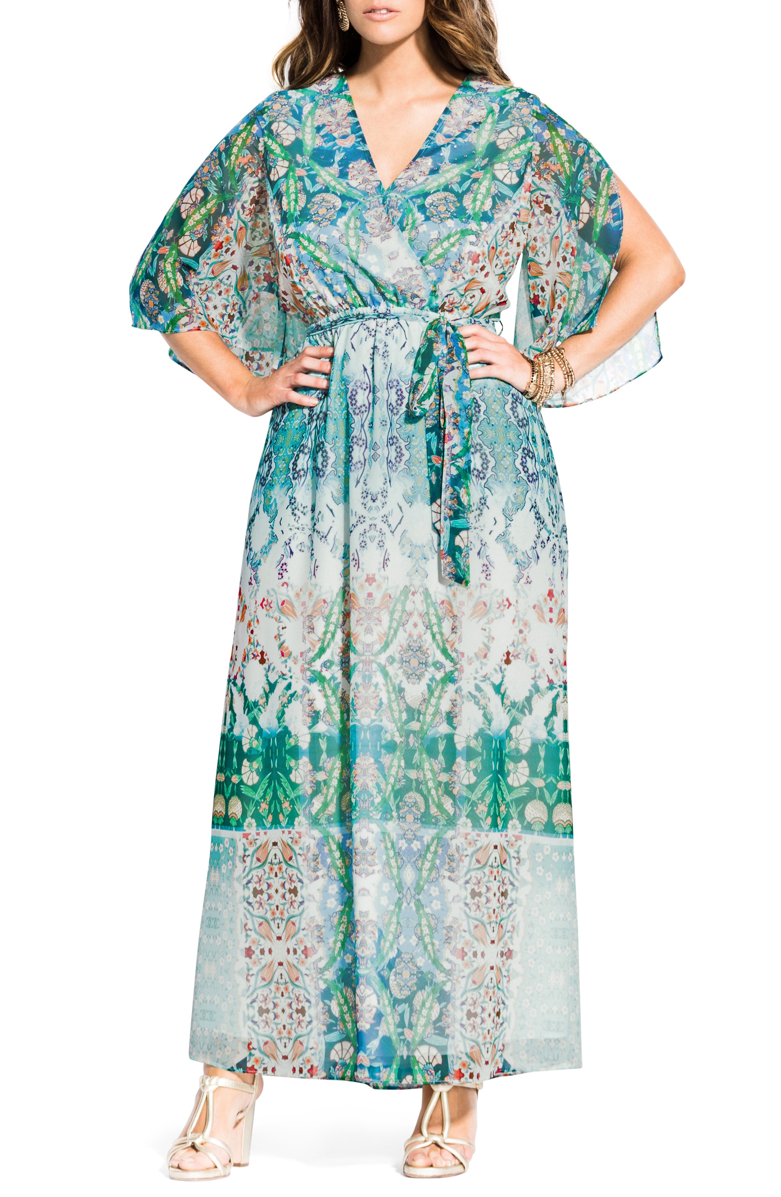 Plus Size City Chic Bella Vacanza Collection Istanbul Woven Maxi Dress, White