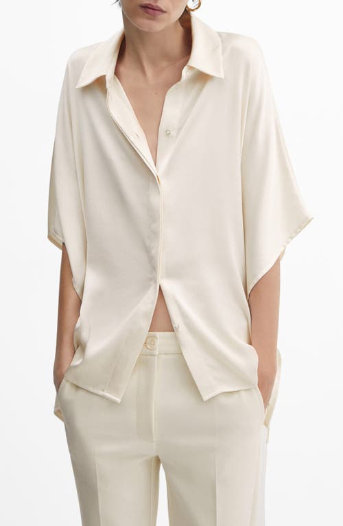 MANGO Short Sleeve Button-Up Shirt Ecru at Nordstrom,