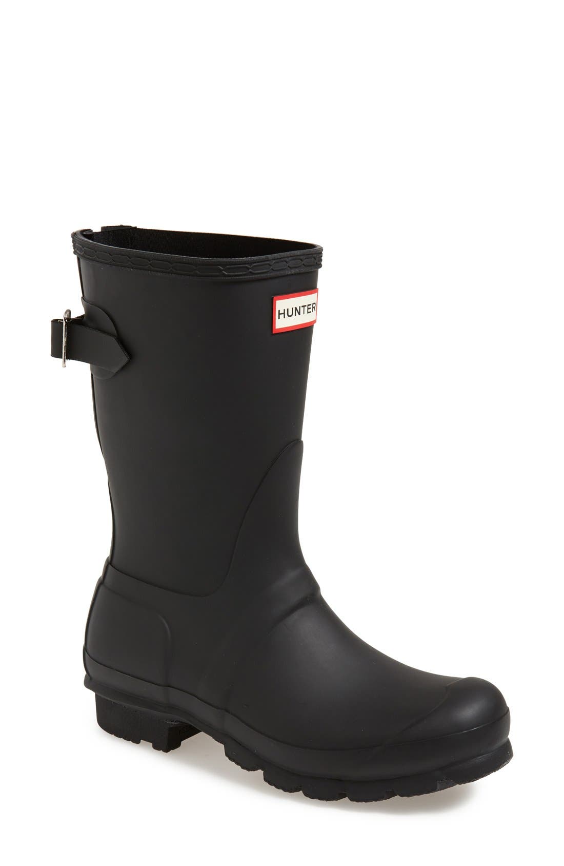 women's short black rain boots
