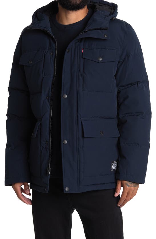 Levi's Arctic Cloth Heavyweight Parka Jacket In Navy