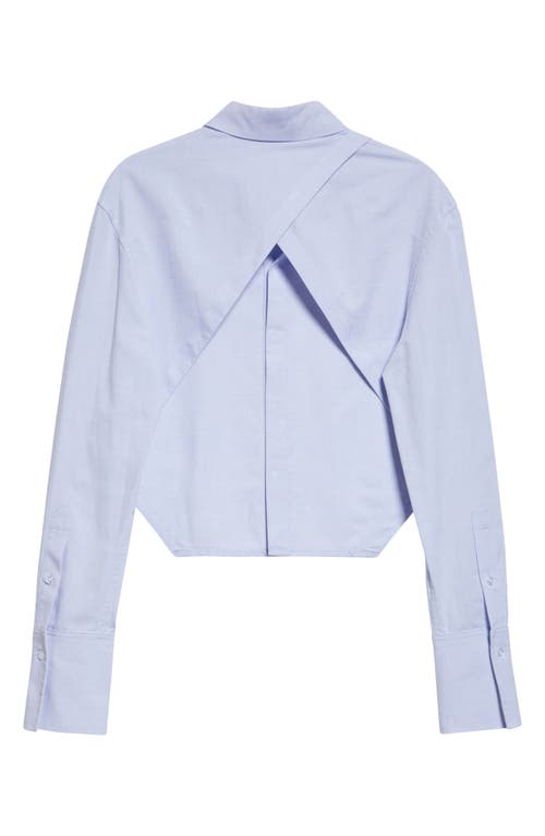 Shop K.ngsley Gender Inclusive Vincent Open Back Button-up Shirt In Light Blue