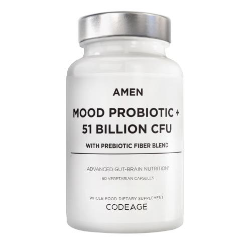 Codeage Amen Mood Probiotic +, Organic Prebiotics, 51 Billion CFUs, Ashwagandha, Blueberries, Non-GMO, 60 ct in White at Nordstrom