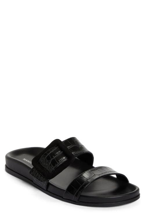 MANOLO BLAHNIK MANOLO BLAHNIK MAYFU CROC EMBOSSED SLIDE SANDAL 