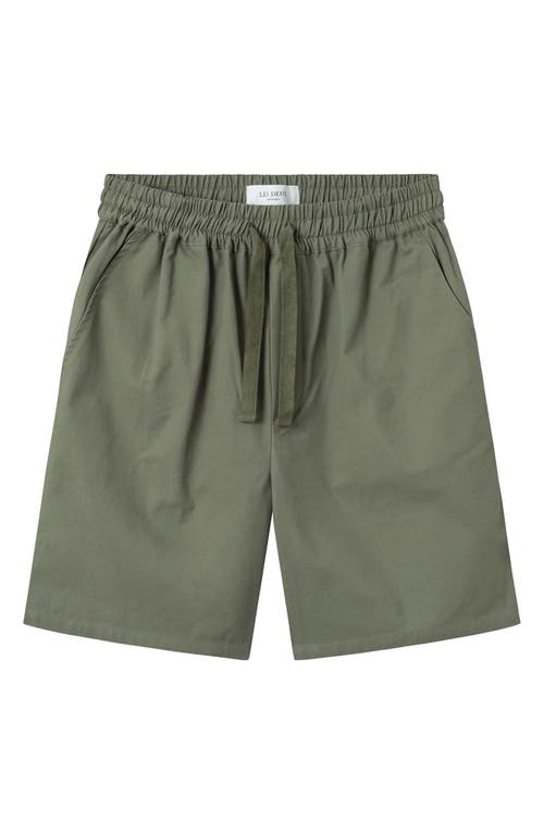 Les Deux Otto Organic Cotton Twill Shorts in Olive Night