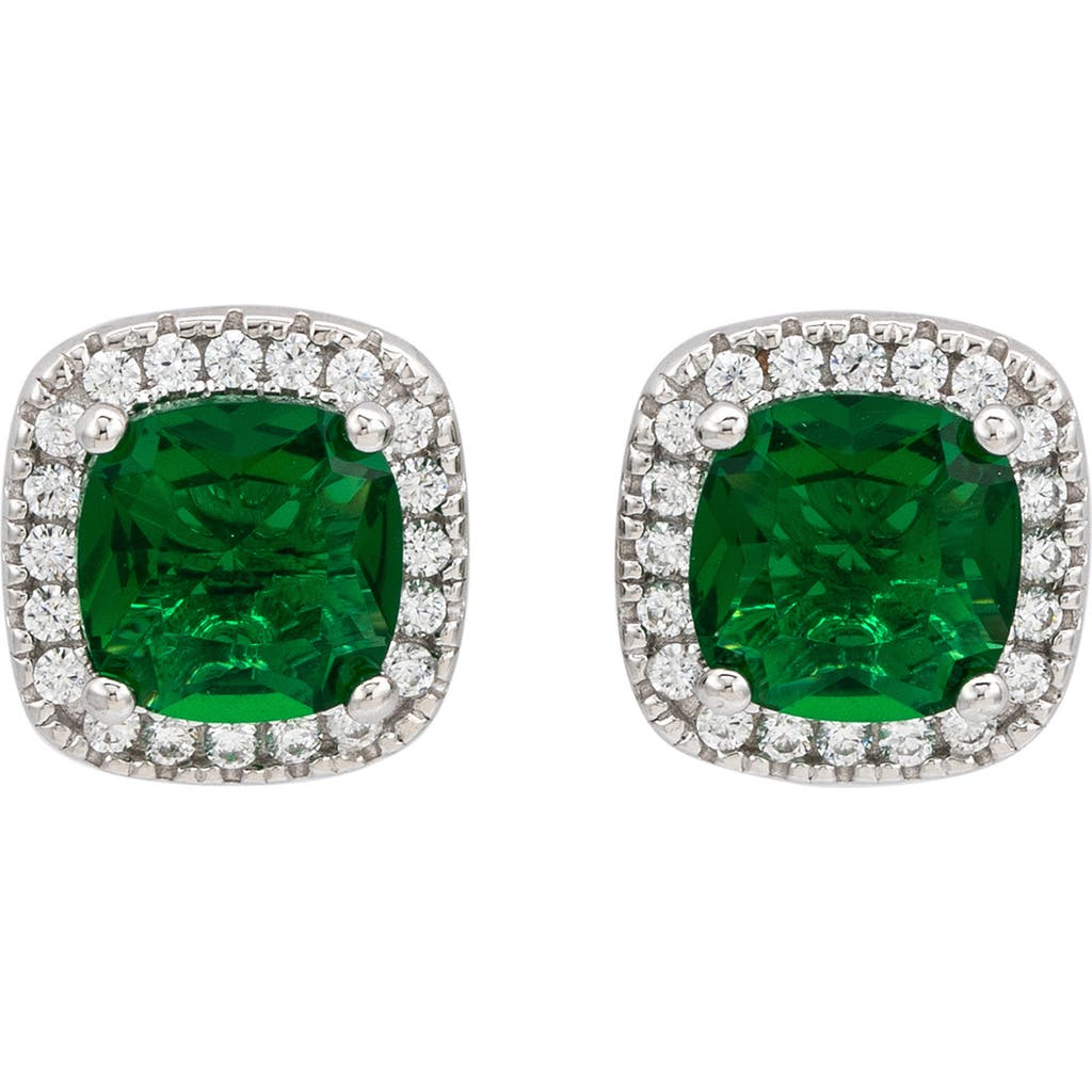 Suzy Levian Cubic Zirconia Halo Stud Earrings In Green