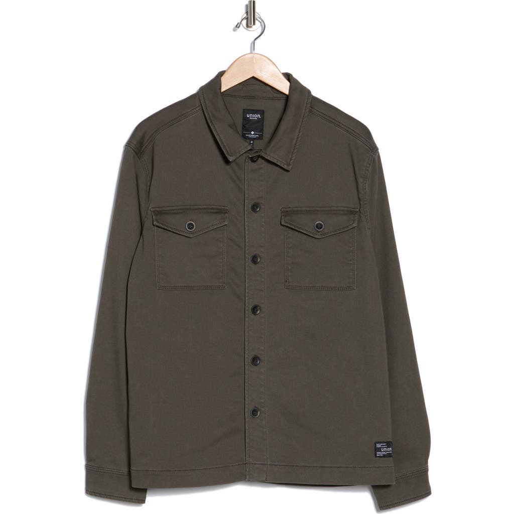 Union Lounge Twill Knit Shirt Jacket In Flint
