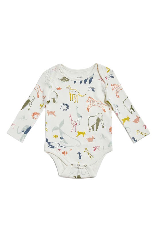 Pehr Babies' Into The Wild Long Sleeve Organic Cotton Bodysuit In Ivory