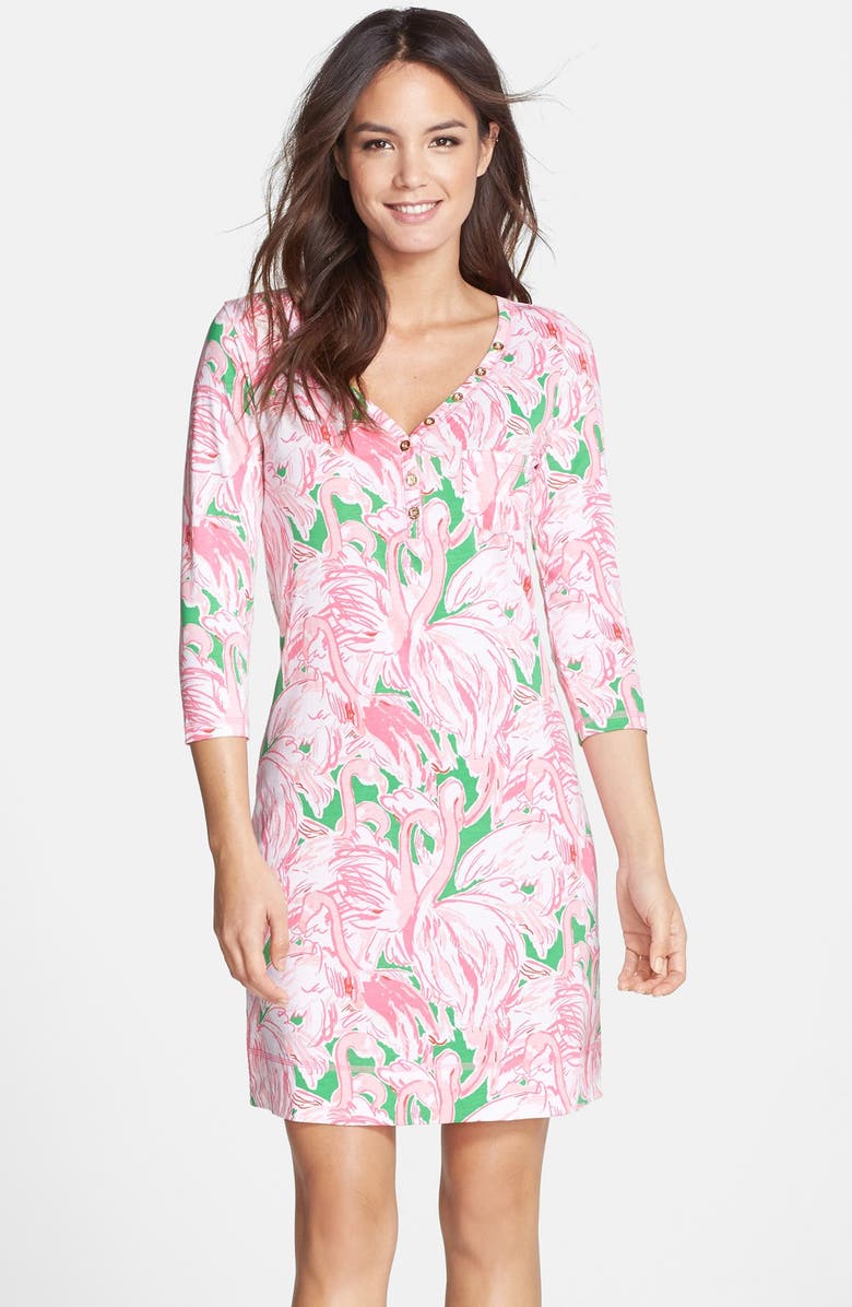 Lilly Pulitzer® Palmetto Flamingo Print Pima Cotton Shift Dress