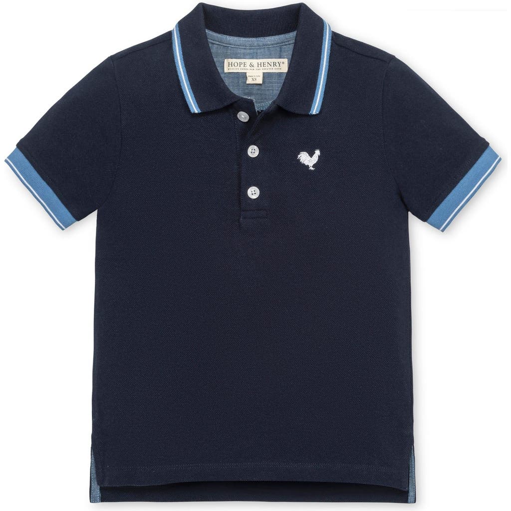 Hope & Henry Boys' Organic Short Sleeve Knit Pique Polo Shirt, Infant In Blue