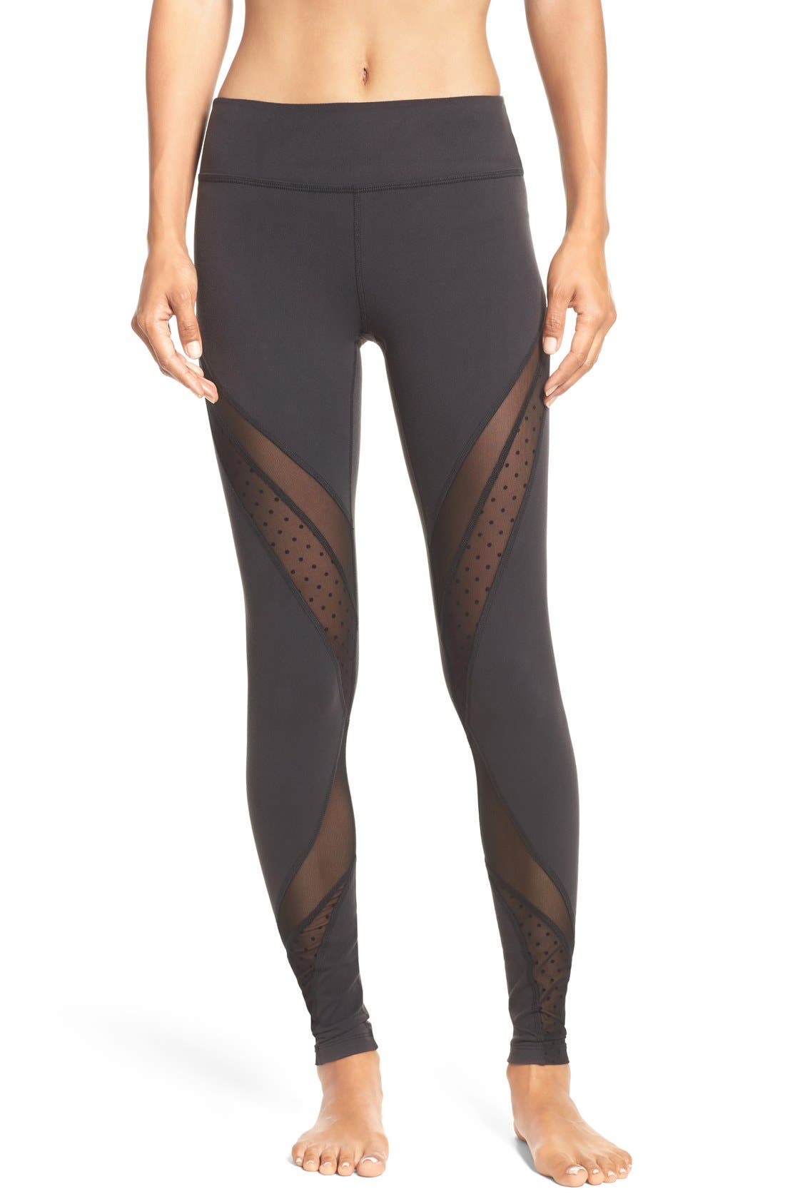 Beyond Yoga Polka Dot Mesh Inset Leggings Nordstrom