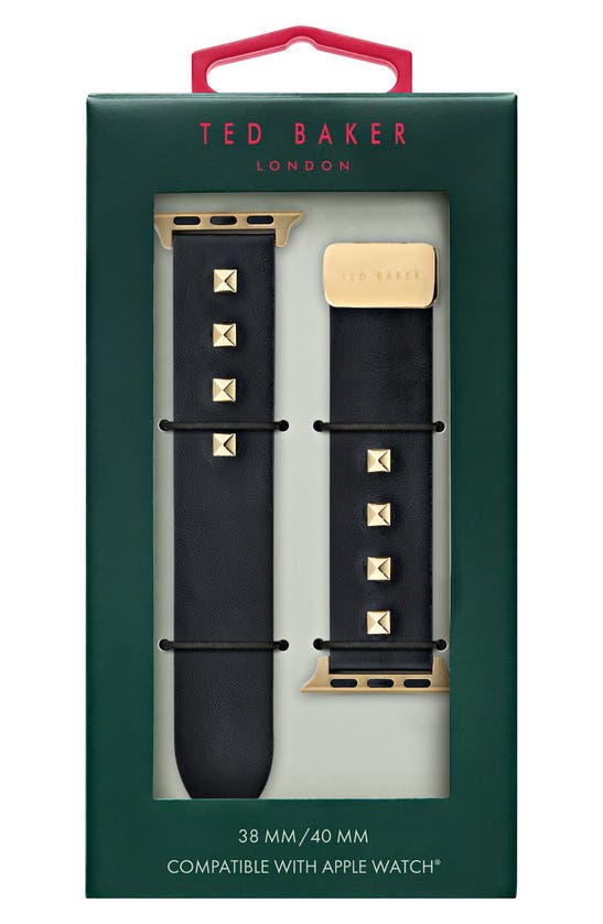 Shop Ted Baker London Leather 20mm Apple Watch® Watchband In Black