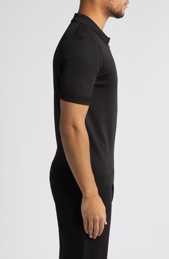 Shop Hugo Sayfong Quarter Zip Sweater Polo In Black