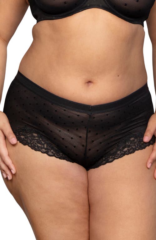 Shop Curvy Couture Sheer Whisper Boyshorts In Onyx