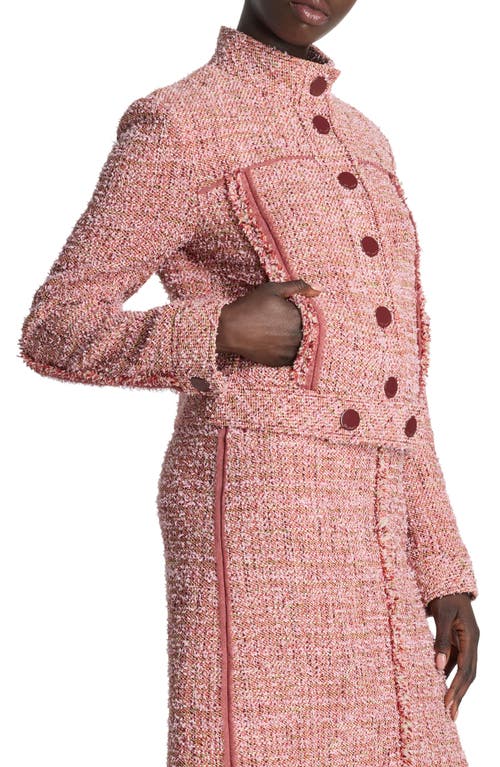 Shop St John St. John Collection Boxy Tweed Crop Jacket In Petal Pink/cranberry Multi