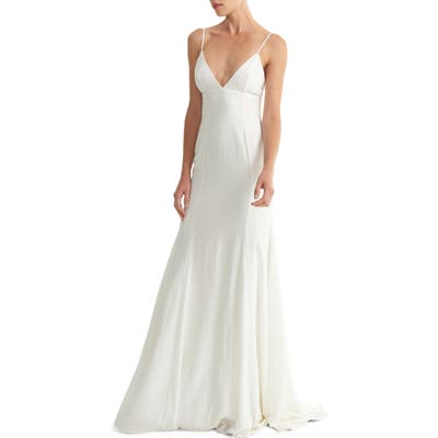 Joanna August Crosby Crepe Mermaid Gown, White (Nordstrom Exclusive)