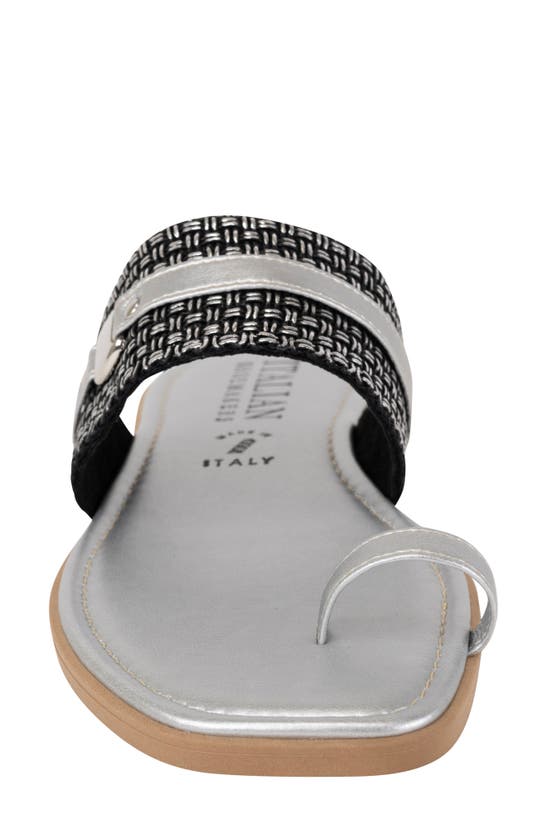 Shop Italian Shoemakers Dollie Slide Sandal In Black Silver