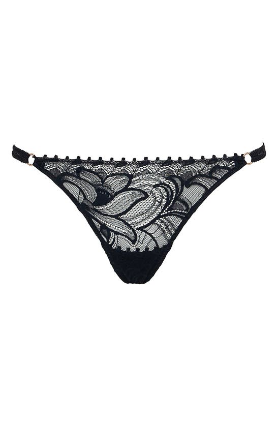 Shop Huit Nuit Folles Lace Thong In Black