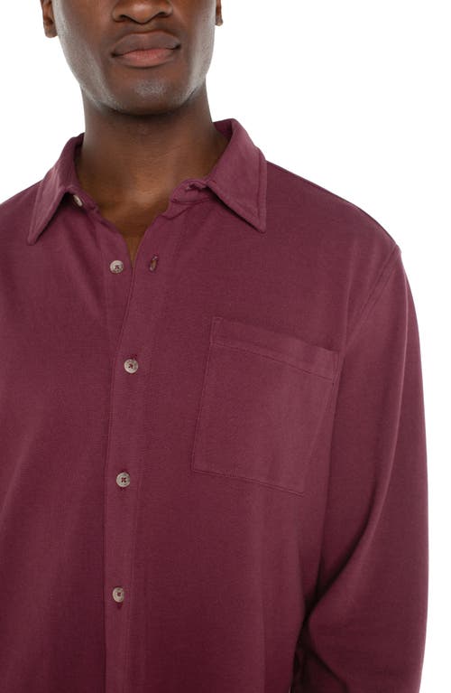 Shop Liverpool Knit Button-up Shirt In Wine