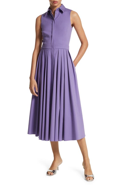 Michael Kors Collection Sleeveless Stretch Cotton Poplin Shirtdress in Violet at Nordstrom, Size 16
